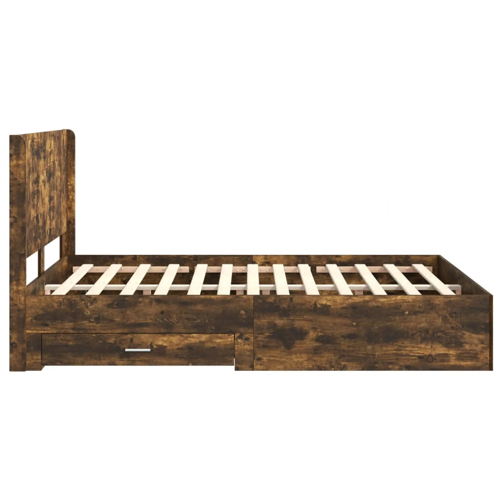Struttura del letto con stoccaggio e testata Rovere Fumo 3414105