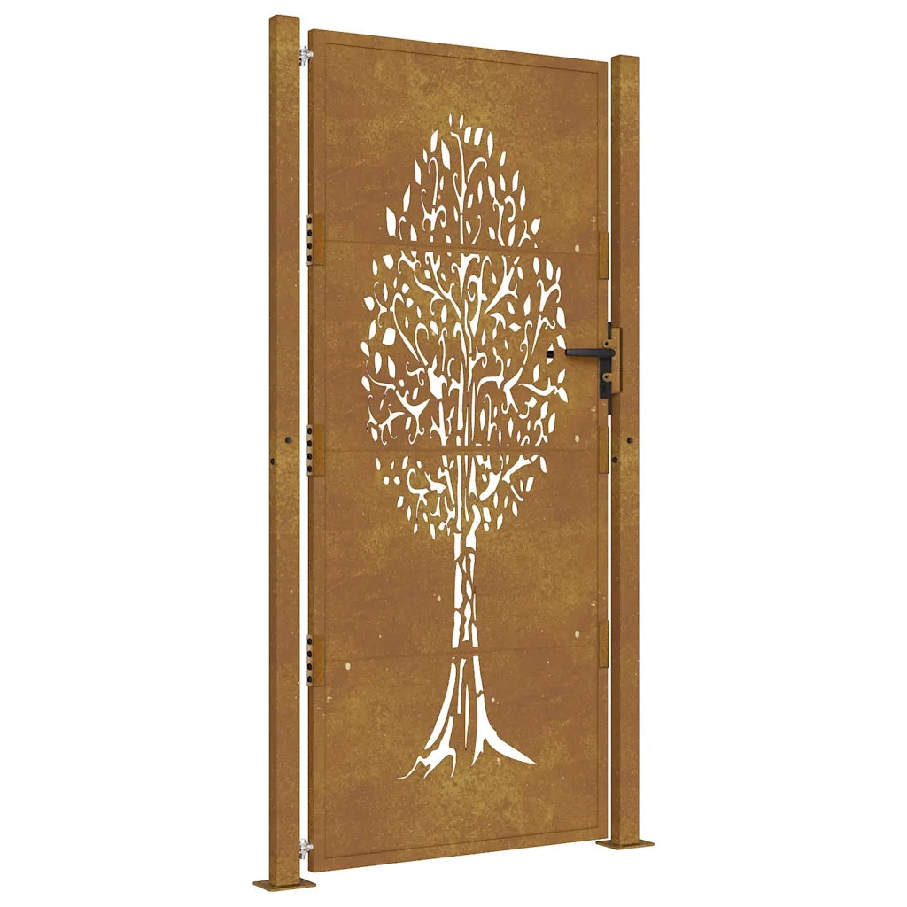 Cancello da giardino 100x175 cm in acciaio Corten con design ad albero 153164