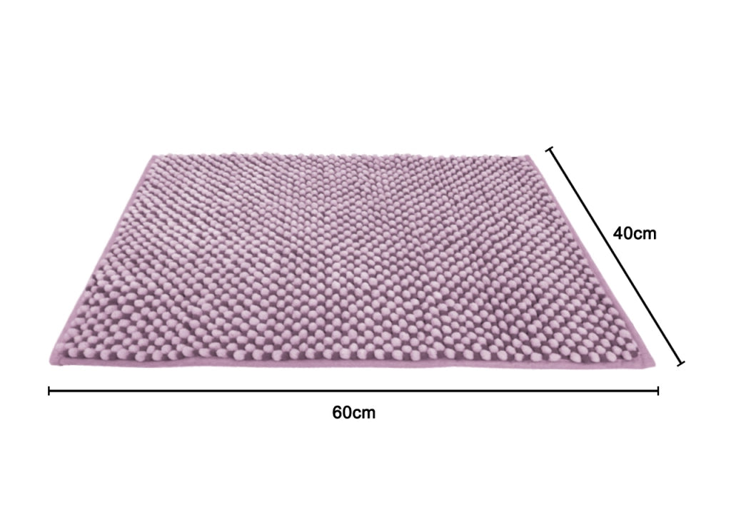 Tappeto Bagno Doccia Antiscivolo In Ciniglia Super Assorbente Modello Dots - 40x60 - Lilla