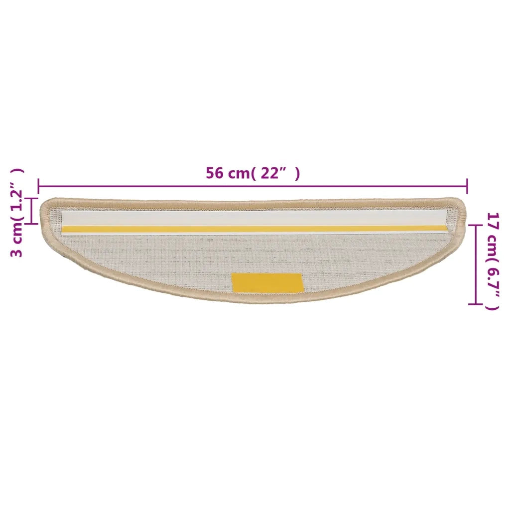Tappetini per scale 10 pz 56x17x3 cm Crema Semicircolari 149791