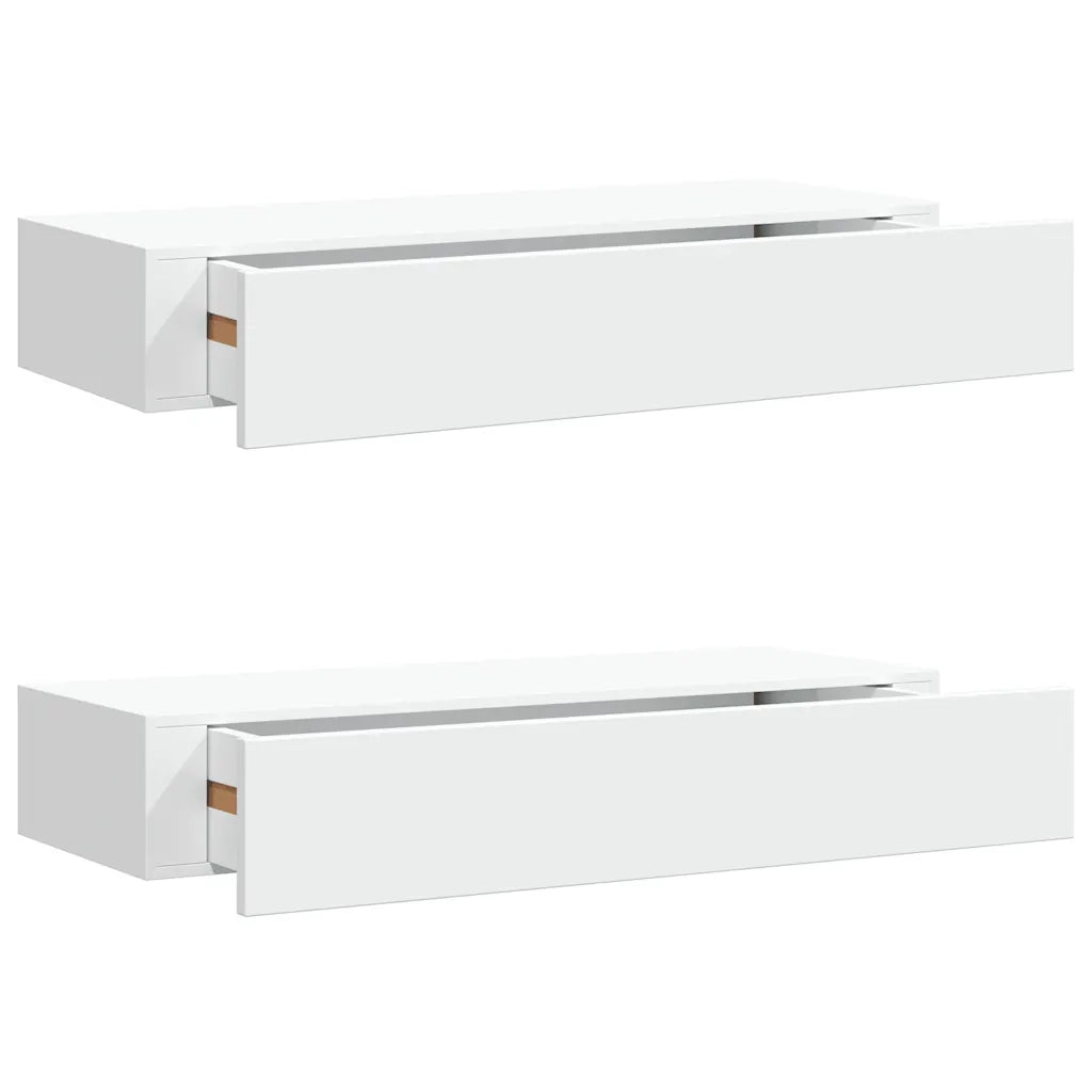 Scaffali con Cassetti da Parete 2 pz Bianchi 60x23,5x10 cm MDF 330256