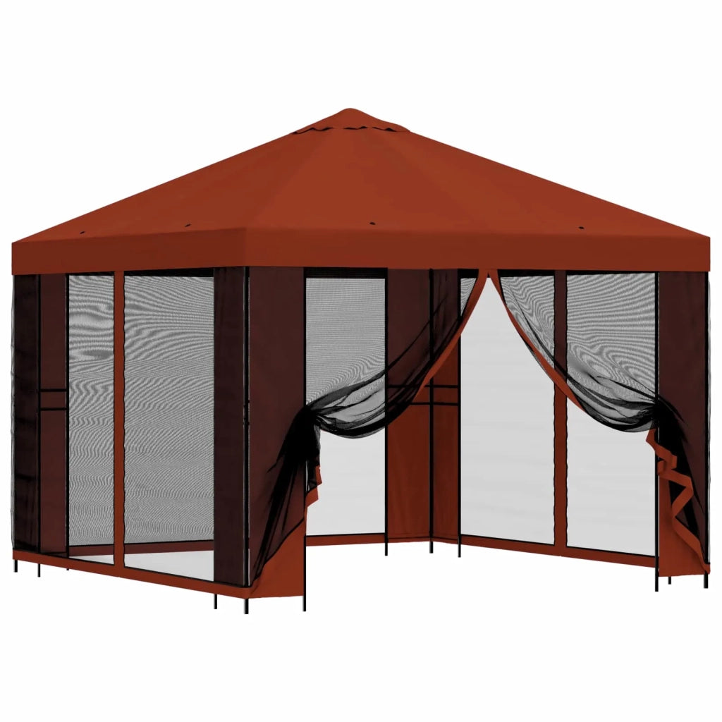 Gazebo da giardino con pareti laterali 3 x 3 m Terracotta 900364