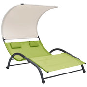 Lettino prendisole sedia a sdraio lettino prendisole letto da giardino mobili da giardino mobili da esterno doppi con baldacchino in textilene verde 02_0012726