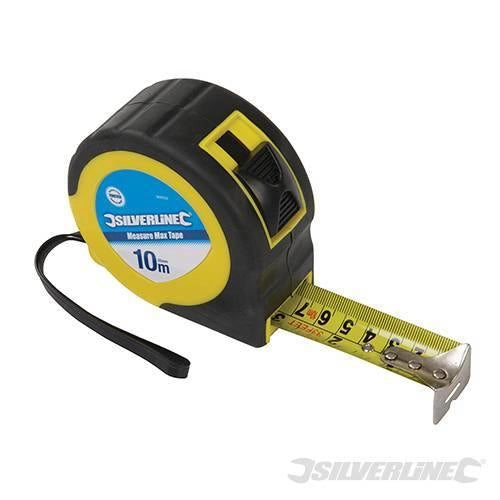 Silverline metro flessibile flessometro riga ABS 10 m x 32 mm comoda impugnatura