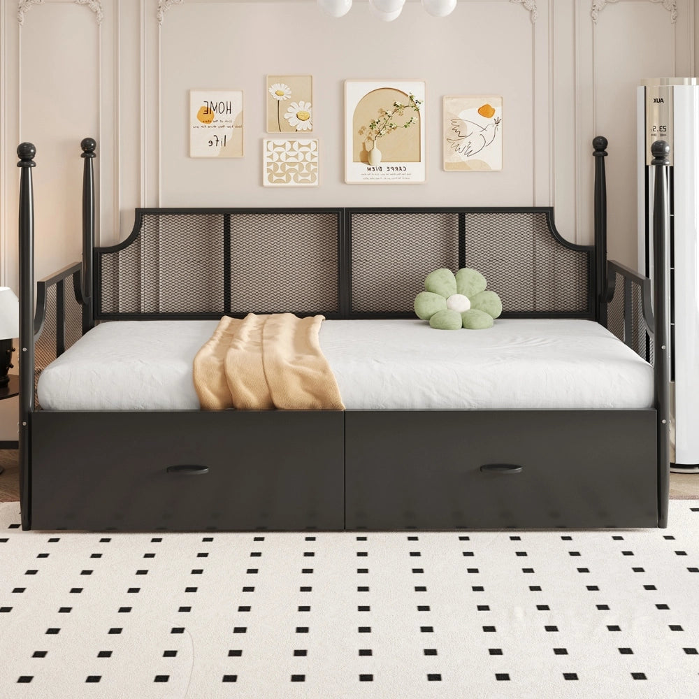 Divano letto - Xylo - 90x200 cm vintage nero