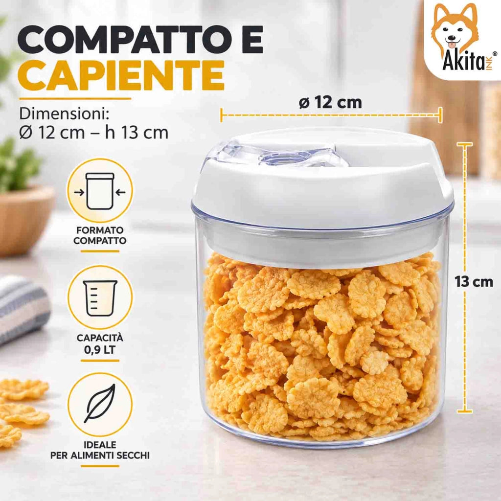 Akitaink Set 2 Contenitori Ermetici Rotondi 900 ml in Plastica