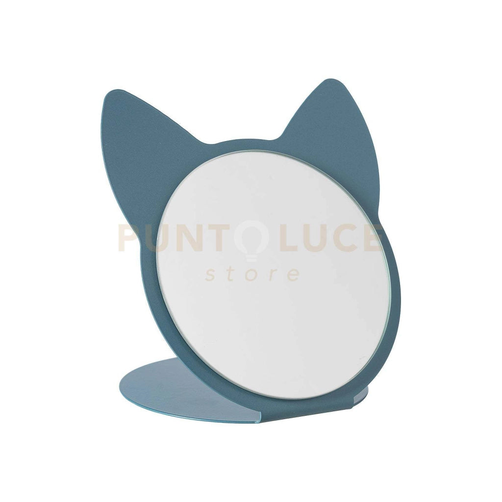 specchio da tavolo di design cat Blu oltremare in Ferro e vetro per lo specchio 20x17x20h cm