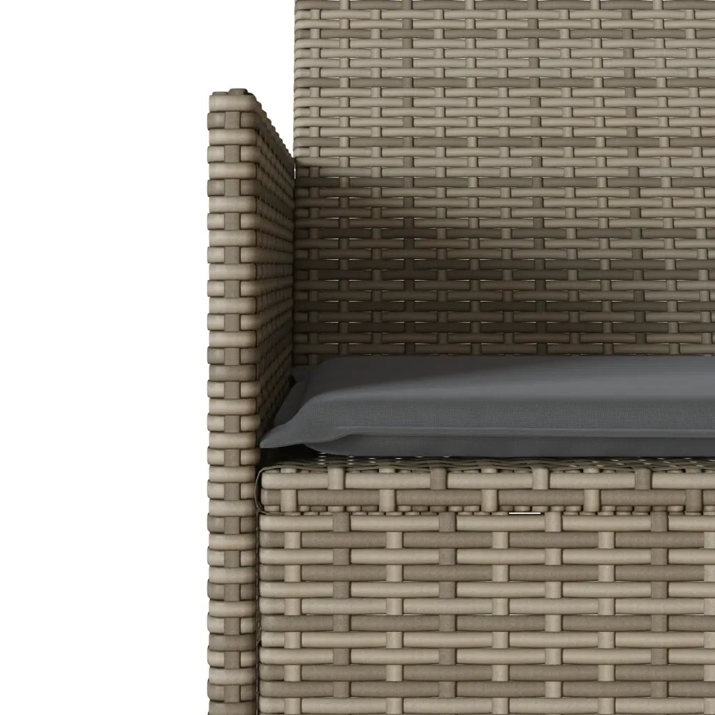 vidaXL Divano Giardino 2 Posti con Tavolo e Cuscini Grigio Polyrattan