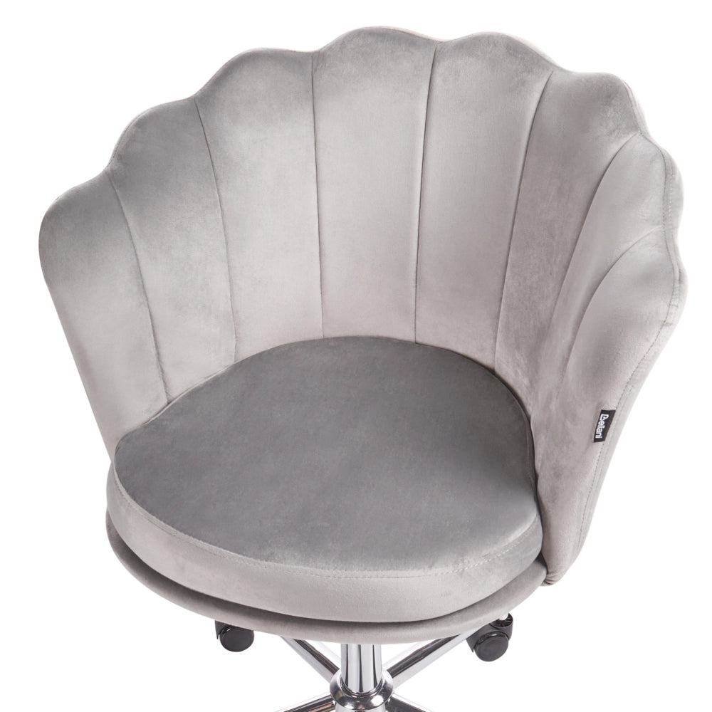 Sedia da ufficio in velluto di colore grigio con base girevole altezza regolabile elegante moderna