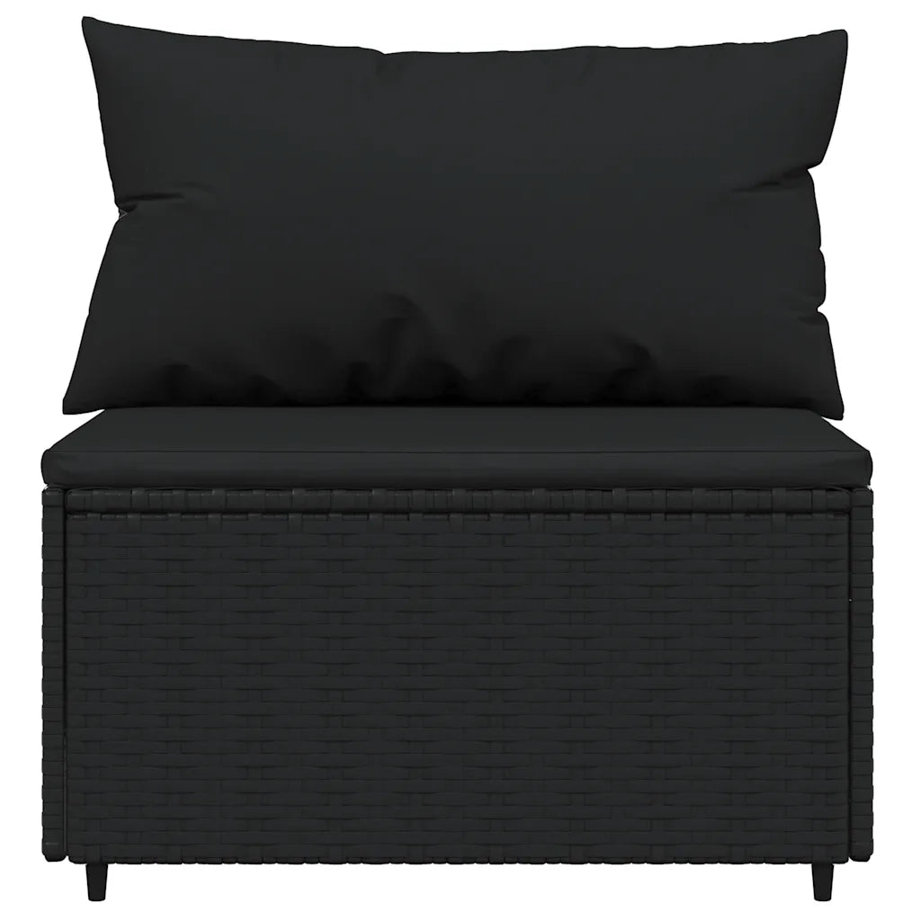 Set Divani da Giardino 4 pz | Set Salotto da Giardino con Cuscini Nero in Polyrattan