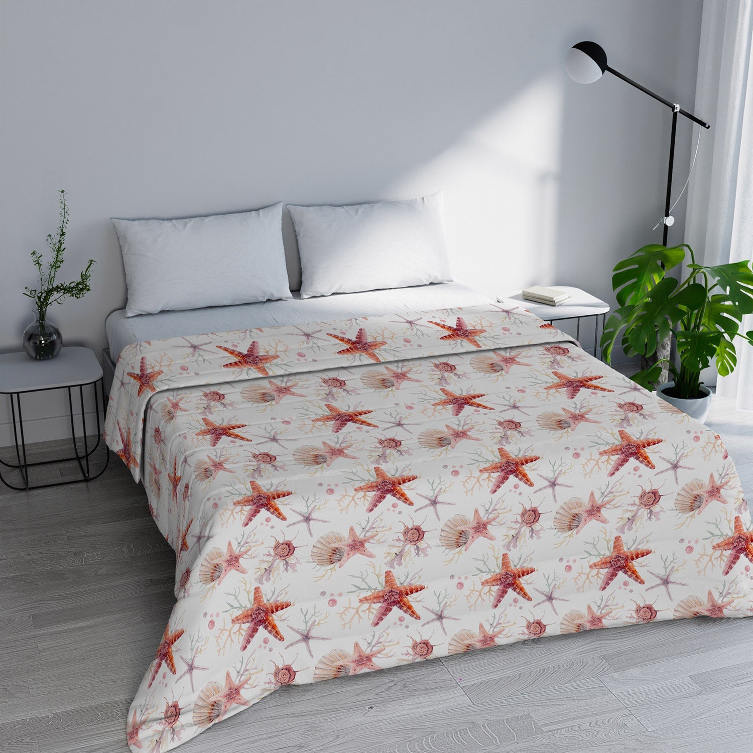 Trapuntino Estivo Singolo in Microfibra 100 gr con Stampa Starfish Basic