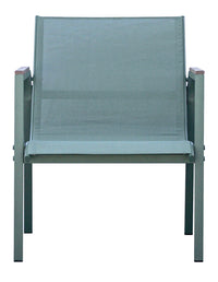 Set Salotto da Giardino Divano 2 Poltrone e Tavolino Tarquinia in Ferro e Textilene Verde