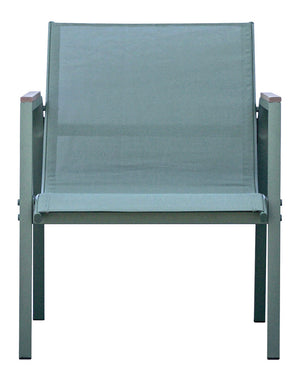 Set Salotto da Giardino Divano 2 Poltrone e Tavolino Tarquinia in Ferro e Textilene Verde