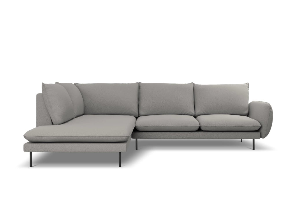 Cosmopolitan Design - Divano angolare sinistro "Vienna" 6 posti in bouclé grigio 