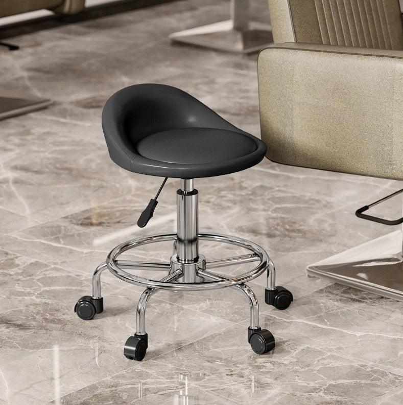 Sgabello girevole con schienale, altezza regolabile 59-75 cm, nero