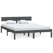 Letto matrimoniale | Letto per adulti | Giroletto Grigio in Legno Massello 120x190 cm Small Double