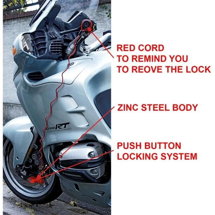 Master Lock 8303EURDPS Antifurto moto - Blocca disco rosso 80 mm