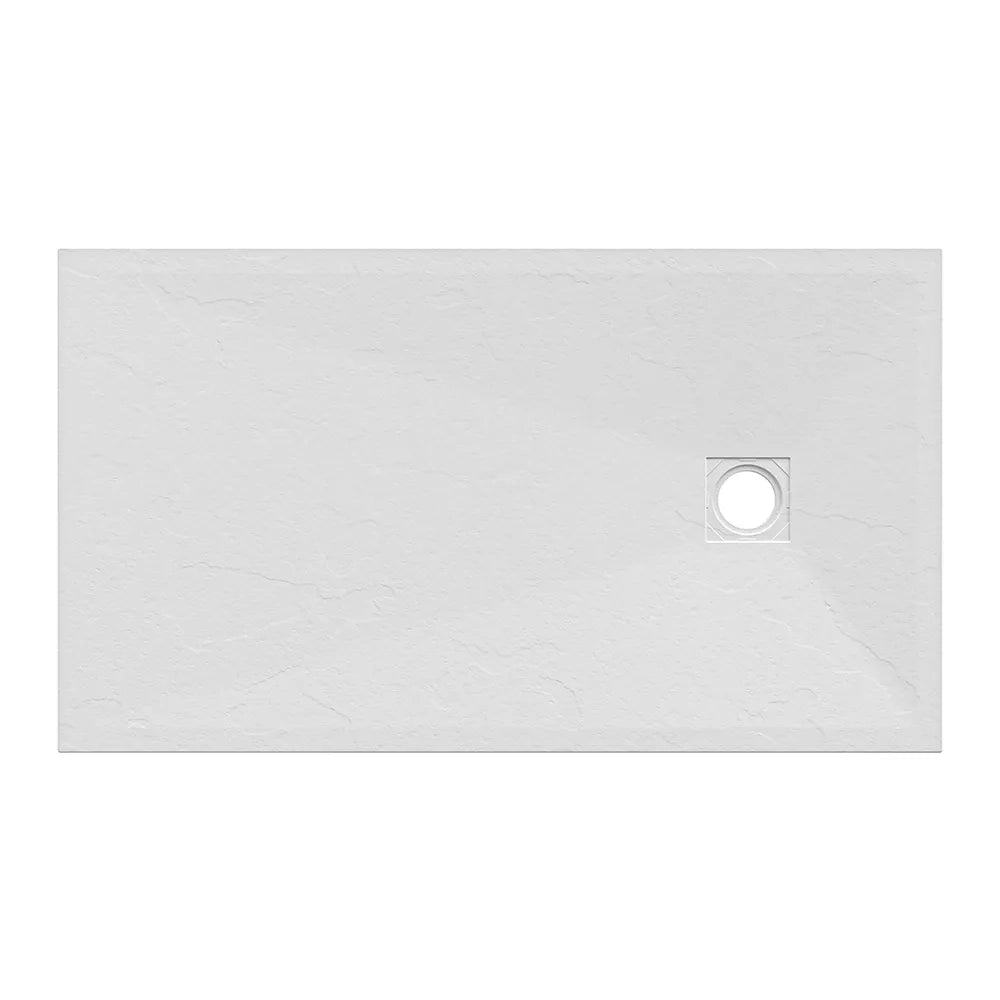 Piatto doccia rettangolare 80x100 cm in marmoresina bianco effetto pietra h3 cm | Milos