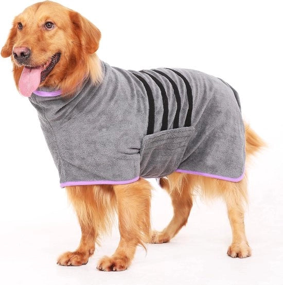 Hondenhanddoek Superassorbente per Middelgrosse e Grosse Razze, XL, grigio, Sneldrogante, Adattabile per Animali da Compagnia