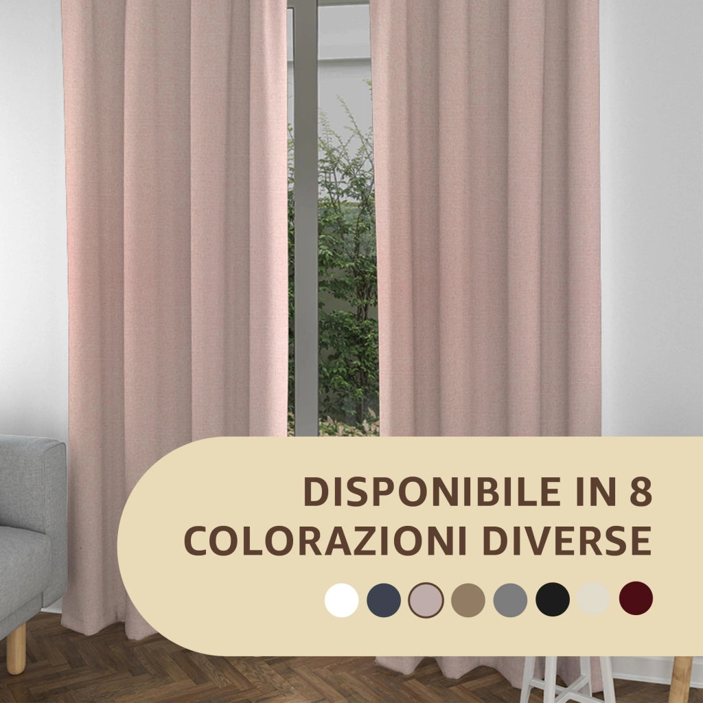 Tende per Interni Camera da Letto e Soggiorno Con Anelli - 140x280cm - 2 Pezzi Colore: CIPRIA