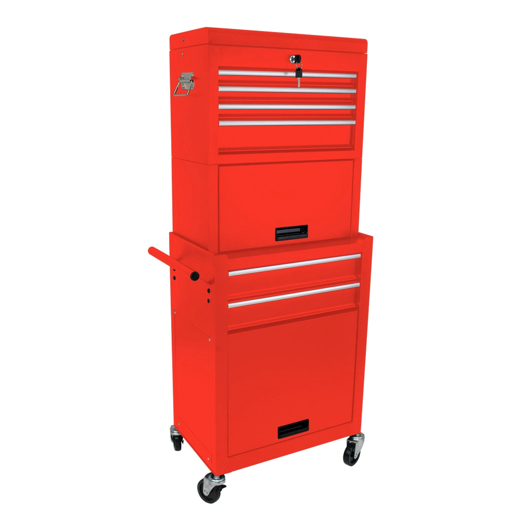 Mobile contenitore in acciaio con 6 cassetti e ruote bloccabili per garage e officina, rosso 58,6 × 37,5 × 71,8 cm