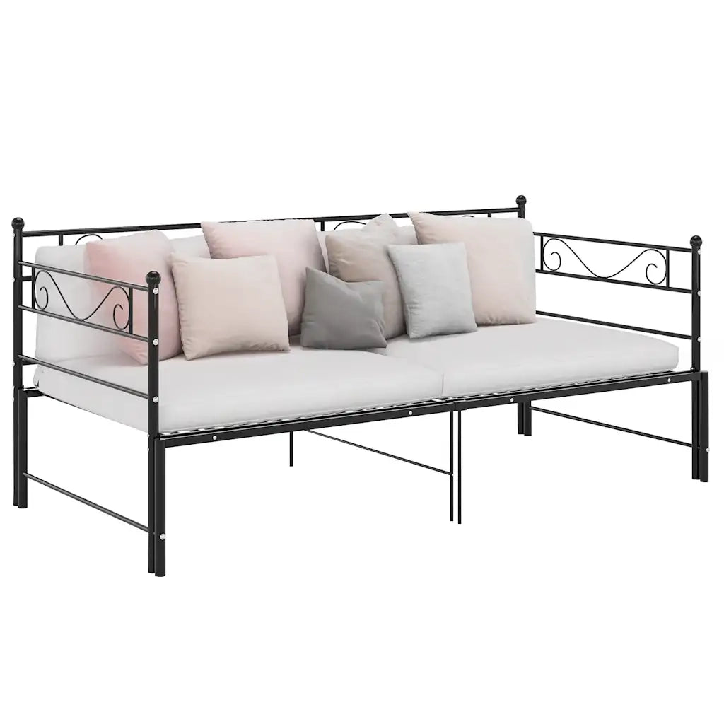 Telaio Divano Letto Estraibile Nero in Metallo 90x200 cm