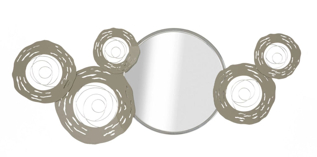 Pannello da Muro Hop con Specchio 106x3,8x48 cm in Ferro e MDF e Specchio Argento