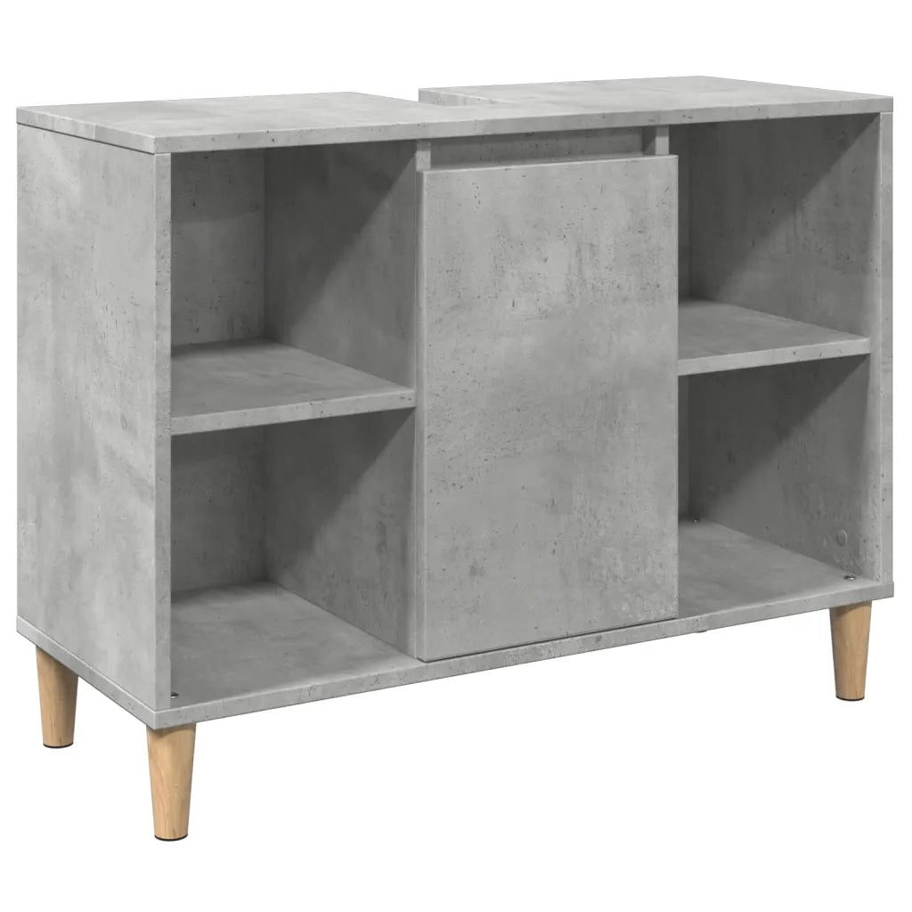 Armadietto da Bagno Grigio Cemento 80x33x60cm Legno Multistrato