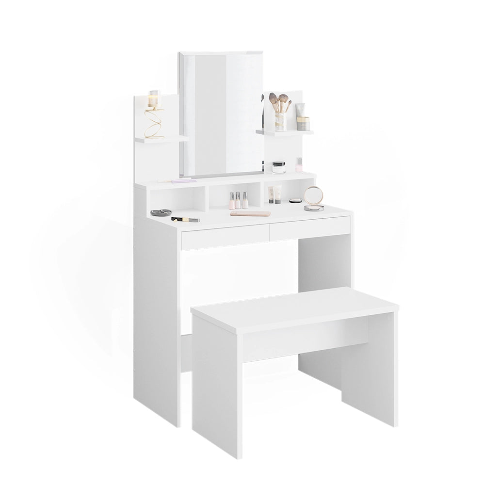 Vicco Tavolo da toeletta Bianco 80 cm con panca