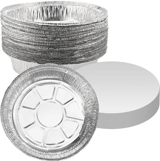 Alumini Trays 40 pezzi - Forme a Cialde Ronde - Coperture in Carta - Sicure per Alimenti - Condotto Termico - Qualità Premium