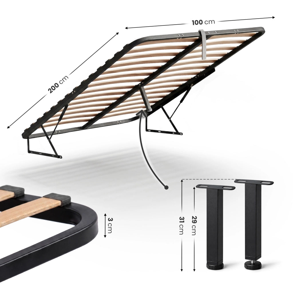 Rete Letto in Metallo con Pistoni a Gas 28 Doghe Divisibile 100x200 cm