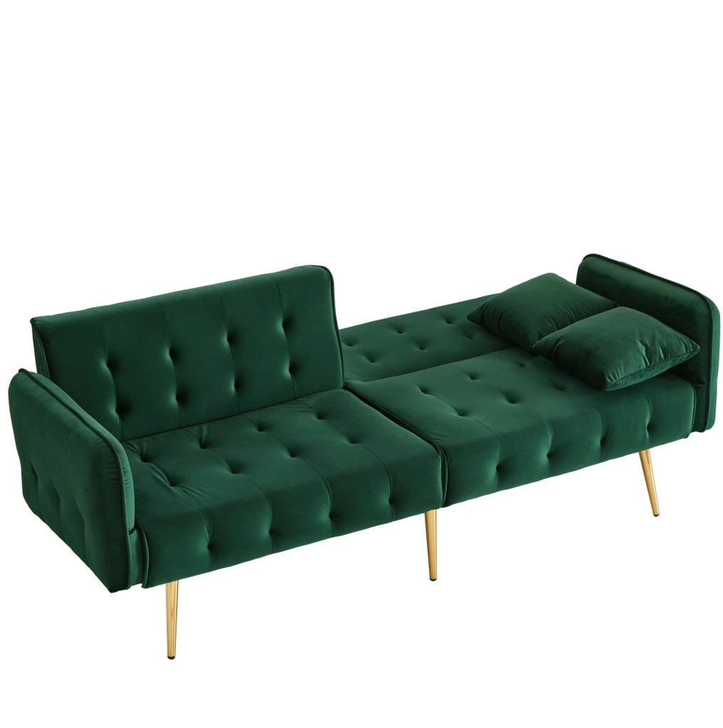 Divano letto 2 posti convertibile con schienale e braccioli regolabili; 215x81;5 cm; verde