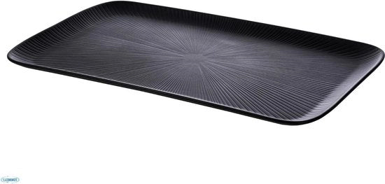 Piatto da tavola rettangolare in melamina nera GN 1/1 - 53 x 325 - Altezza 25 cm - Massimo 70°C