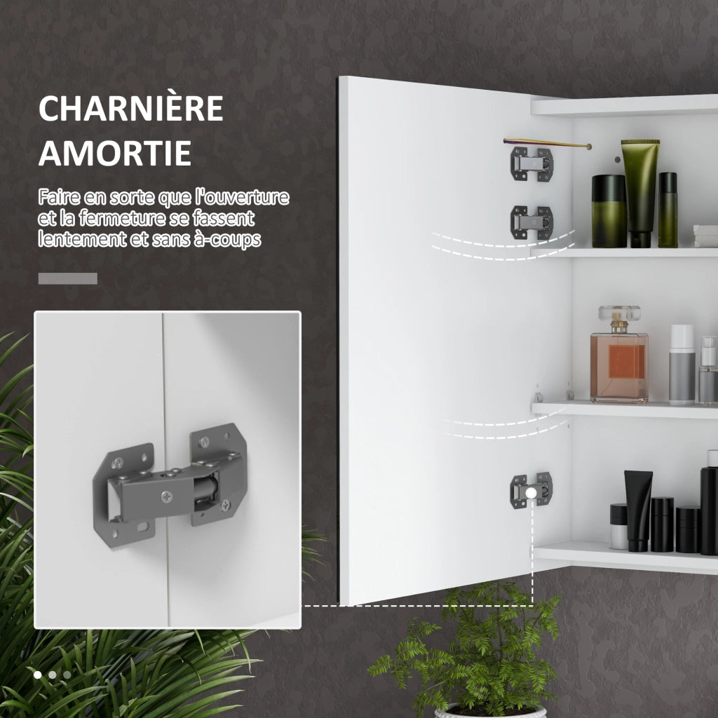 Armadietto Specchio LED per Bagno ¨C zephmum ¨C Bianco 90x15x70 cm