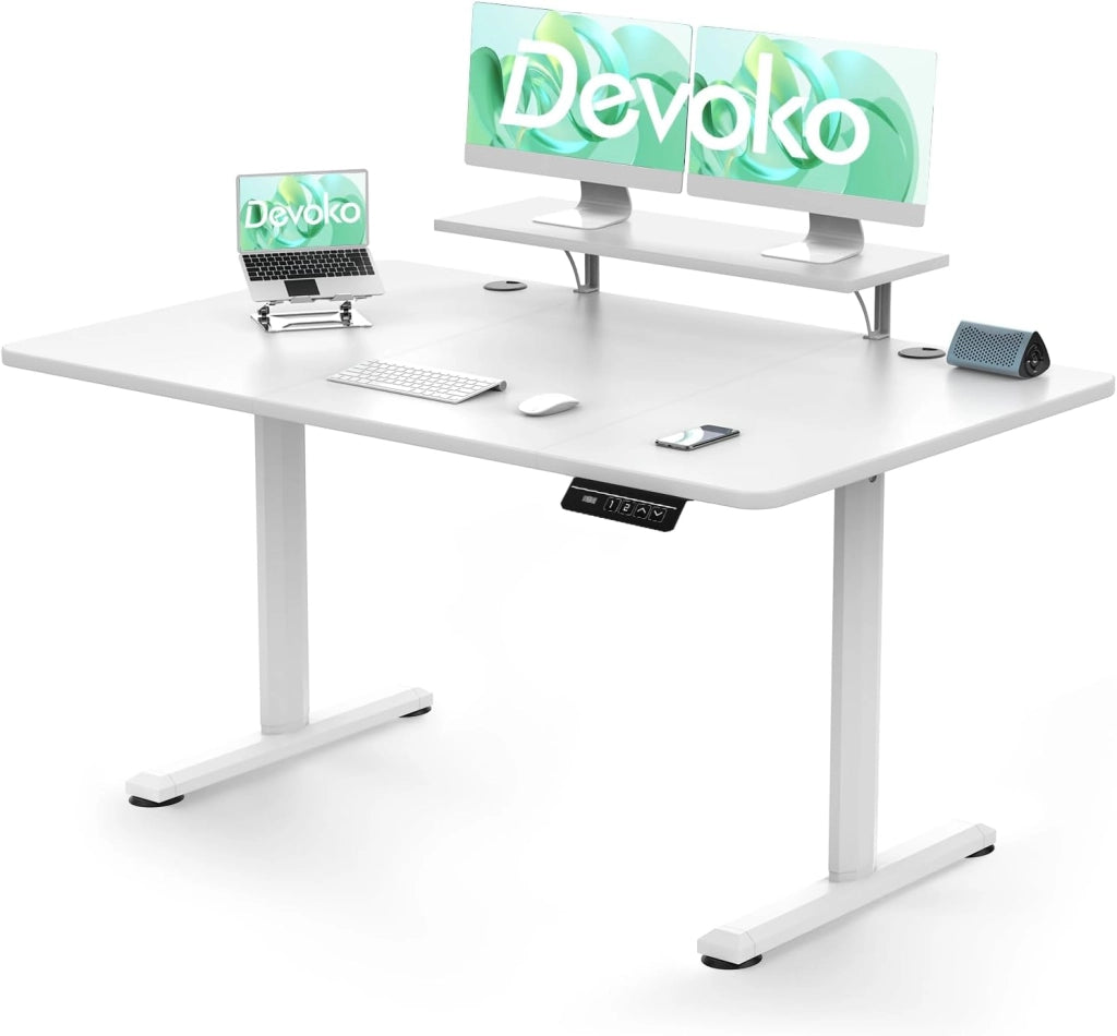 160 x 70 cm Aggiornamento Scrivania Regolabile in Altezza Elettrica con Supporto per Monitor, Scrivania Elettrica Regolabile con 2 Altezze di Memoria Tavolo regolabile in altezza