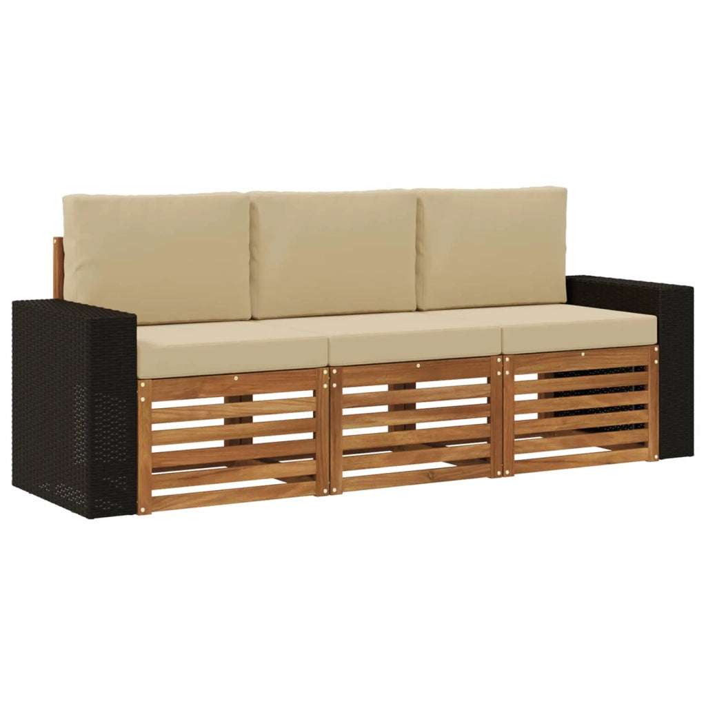 Set divani con cuscino 3 pcs Legno di Acacia Massello