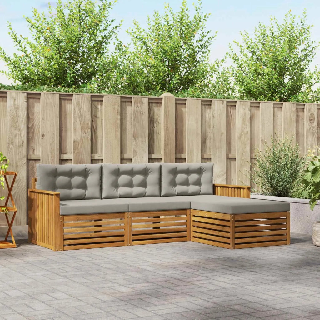 Set di divani da esterno 4 pcs Grigio Naturale e Chiaro 3373256