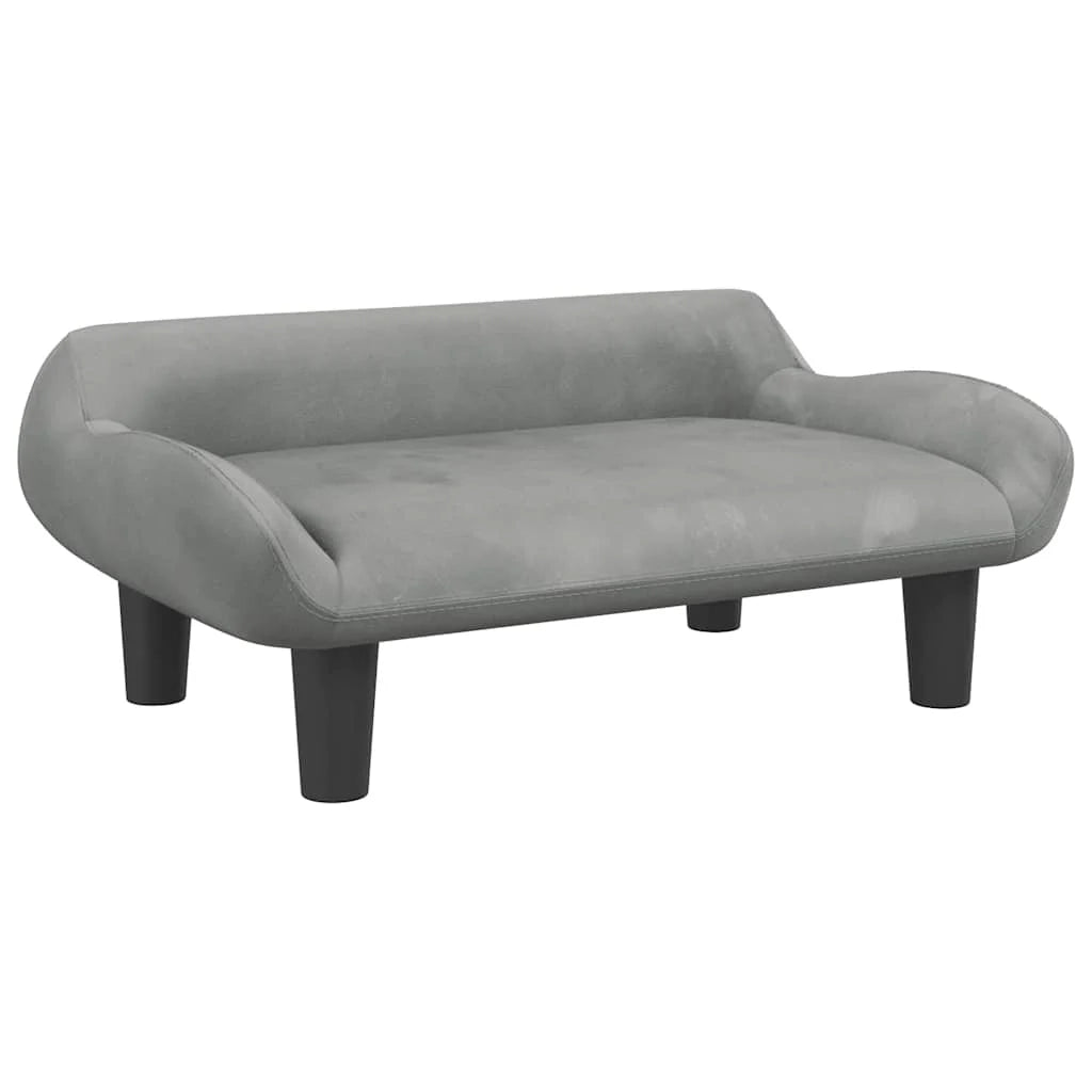 Cuccia per cani comoda cesta da divano colore chiaro 70 x 40 x 24 cm velluto grigio 02_0043102