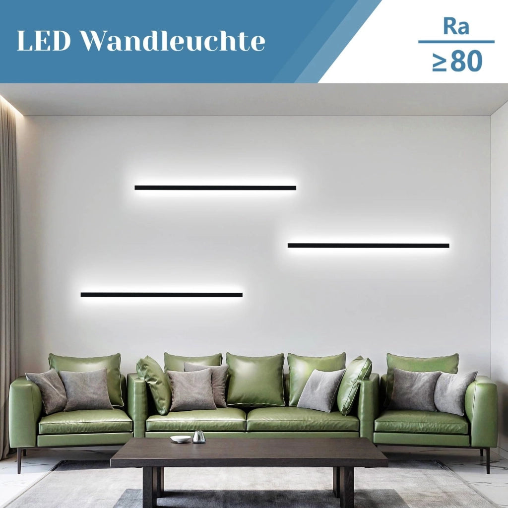 ZMH Applique LED da interno 100cm in metallo nero 32W Illuminazione moderna per soggiorno e cucina