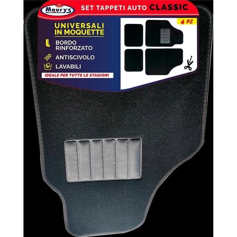 MAURY'S SET TAPPETI AUTO CLASSIC UNIVERSALI SAGOMABILI 4 PZ MOQUETTE CON