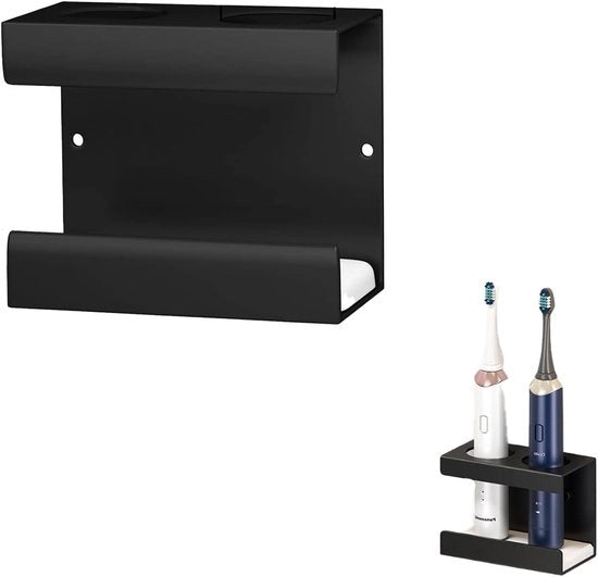 Oggetto di supporto per spazzola da denti - Supporto per spazzola da denti elettrica - Installazione senza perforazione - Materiale in acciaio inossidabile - Installazione a muro - Adatto per la camera da bagno -