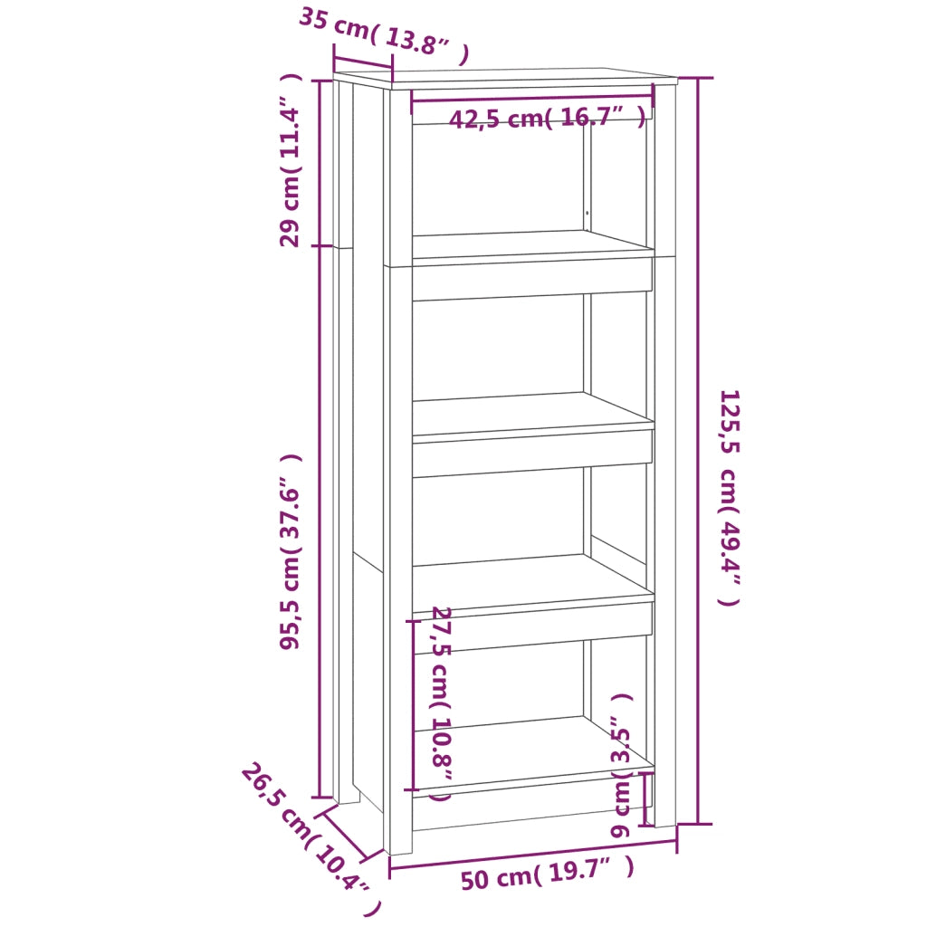Libreria Grigia 50x35x125,5 cm in Legno Massello di Pino 821711