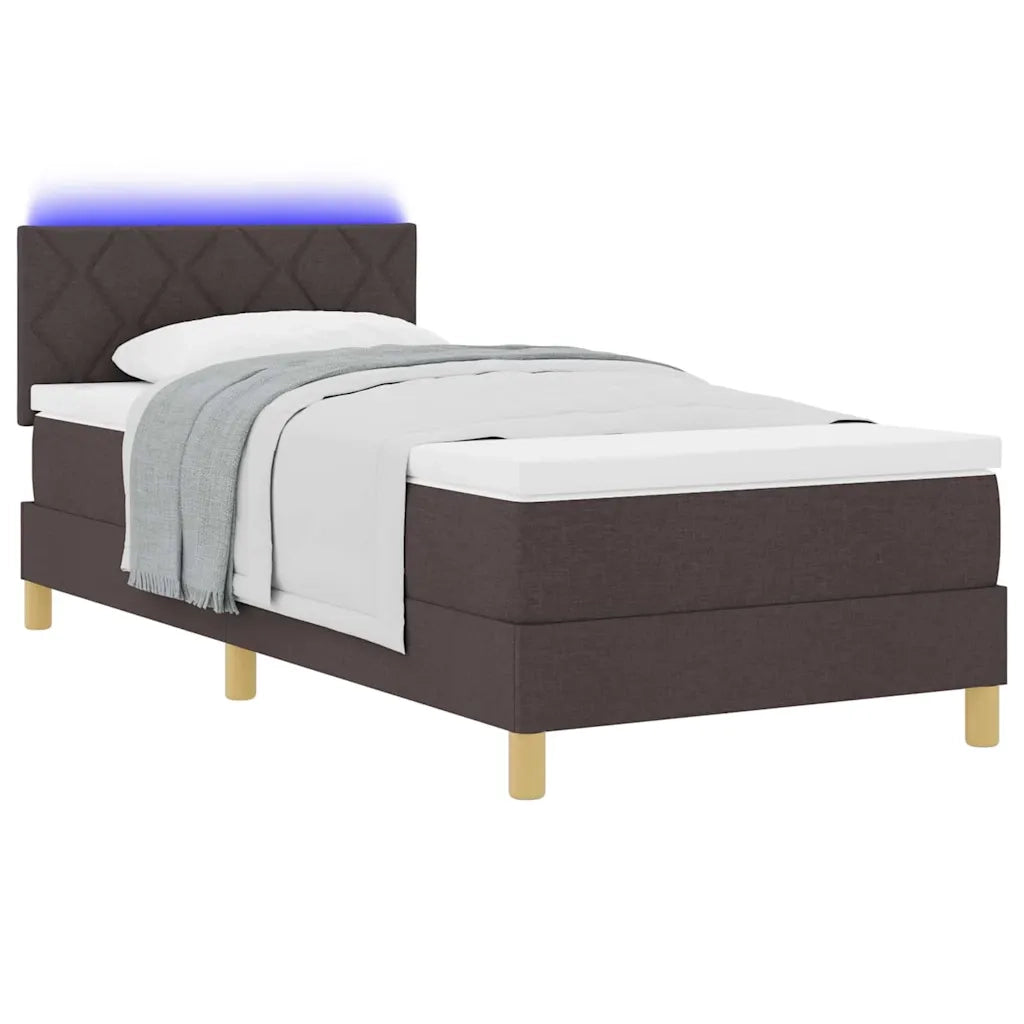 Letto a Sorgente LED Marrone Scuro 90 x 190 cm Tessuto 3342481