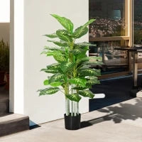 Pianta Artificiale Decorativa Alta 120 cm con Vaso Nero per Interni ed Esterni