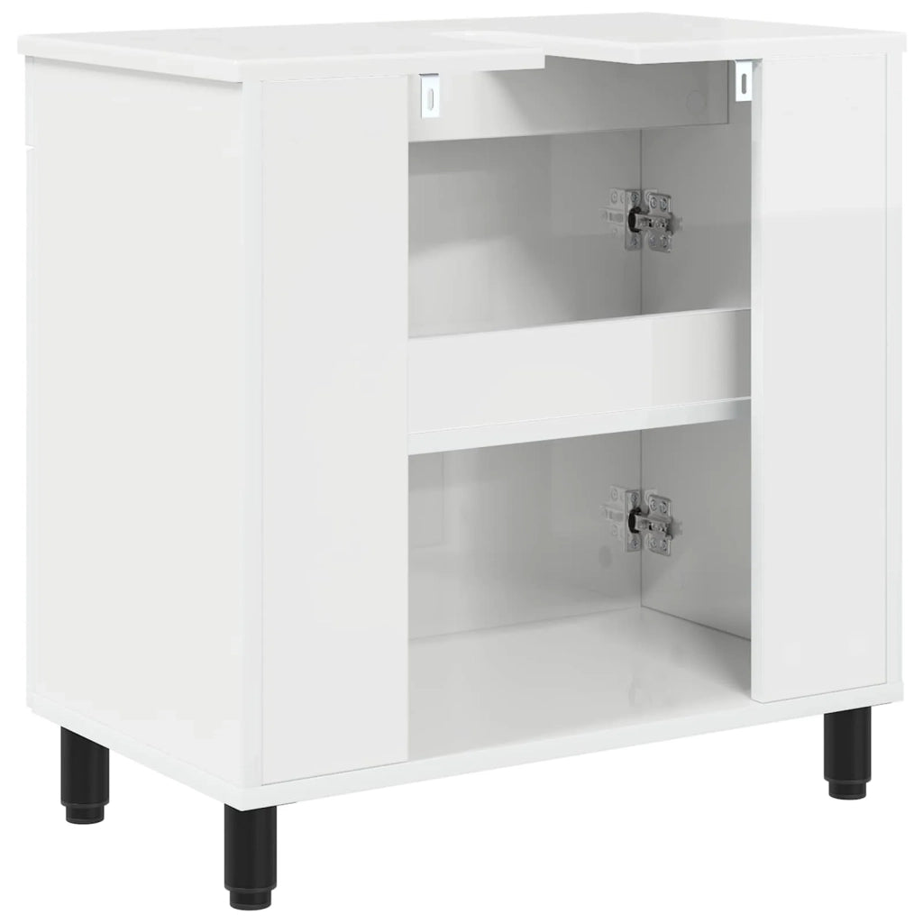 Mobiletto da bagno Bianco Lucido 60 x 35 x 60 cm