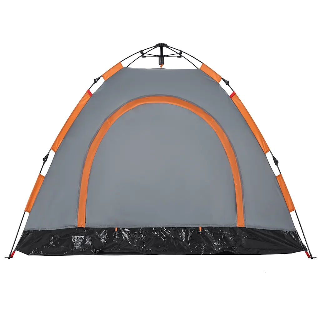 Tenda Campeggio 3 Persone Grigio e Arancione a Rilascio Rapido