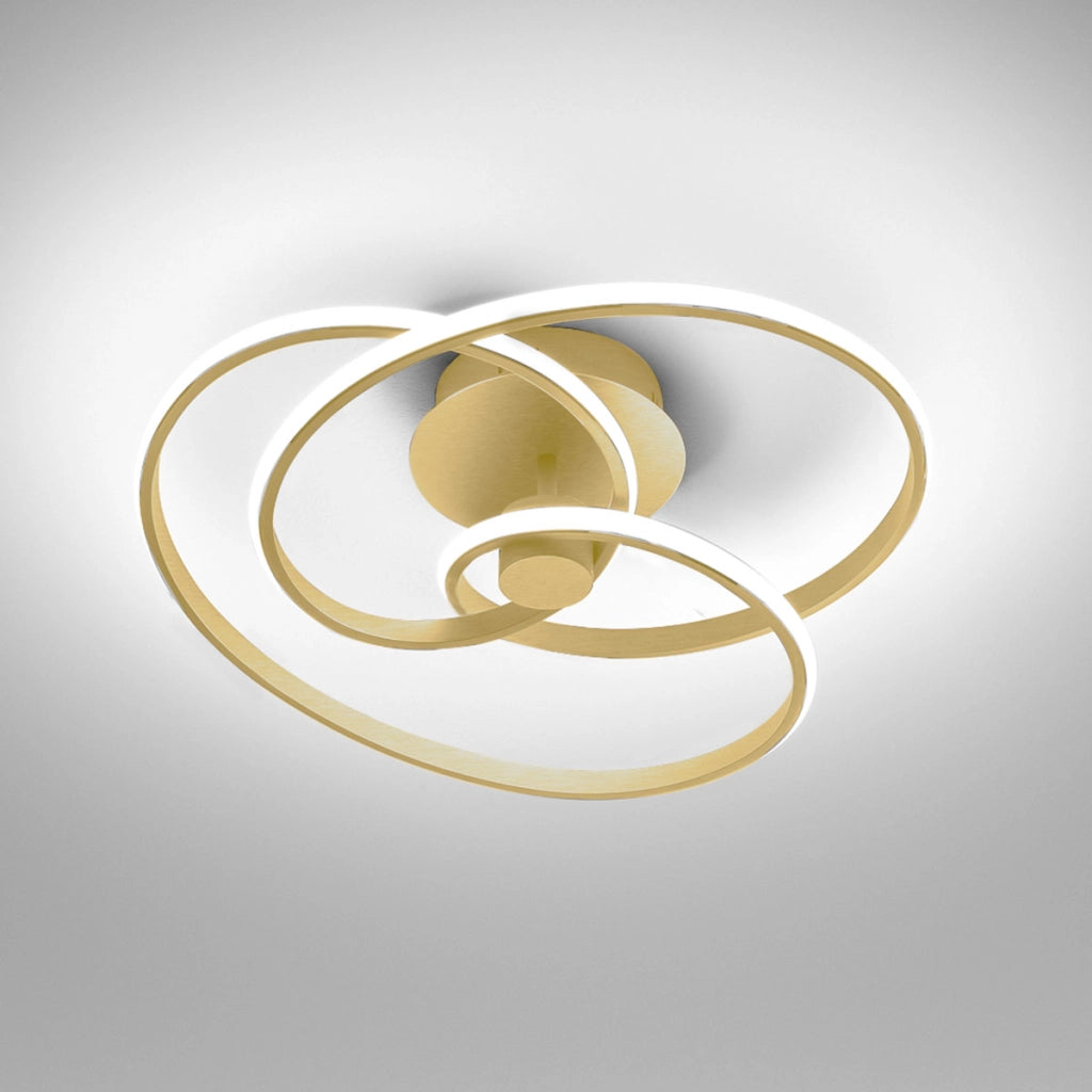 Diva - Plafoniera led design moderno 40W dimmerabile - Alluminio oro spazzolato, luce calda 3000K, 2500lm, diffusore in silicone