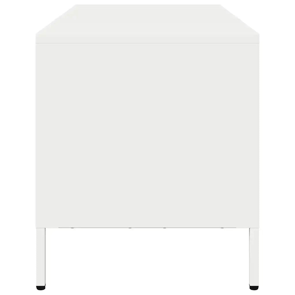 Mobile TV Bianco 101,5x39x43,5 cm in Acciaio Laminato a Freddo