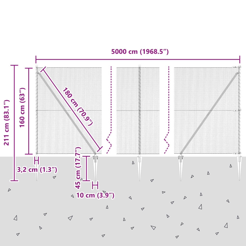 Recinzione Esagonale  Grigio 1.6x50 m Acciaio