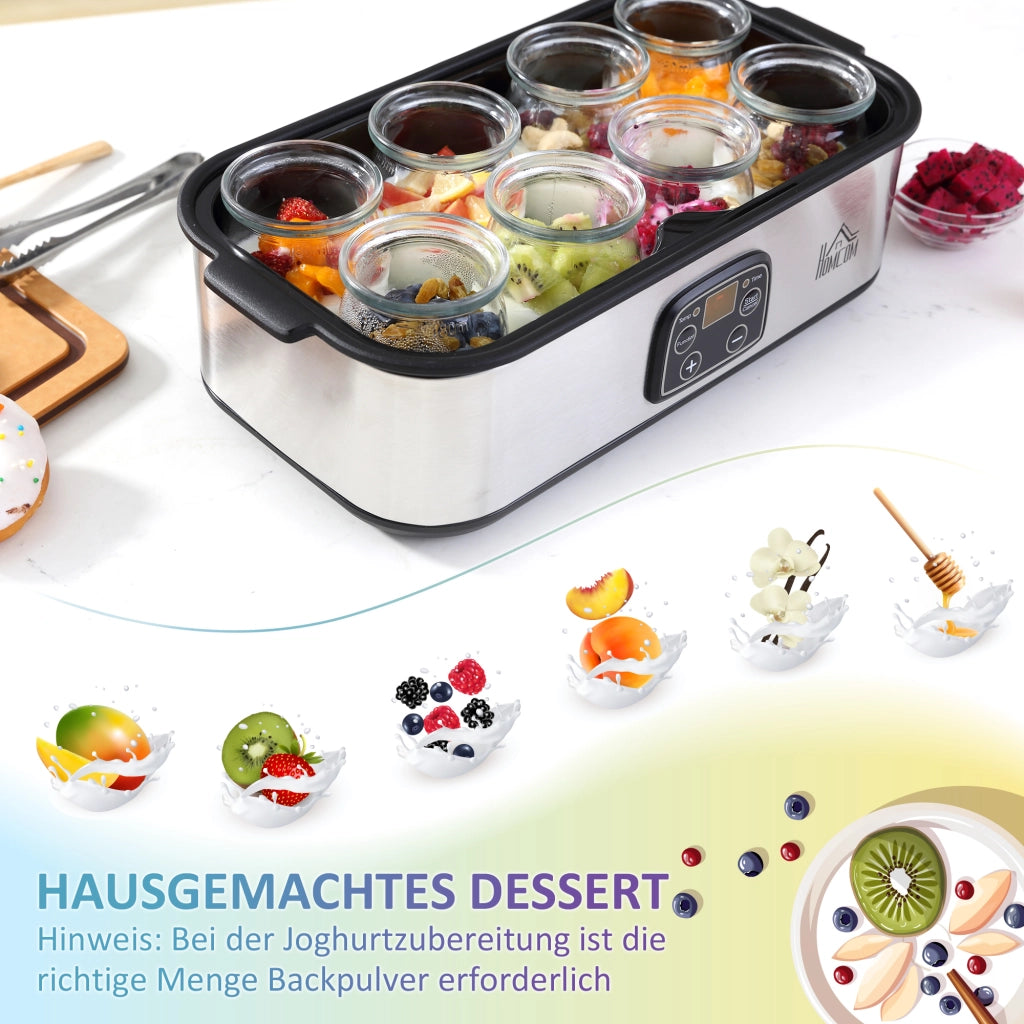 Yogurtiera Elettrica ¨C Zephmum ¨C Argento 25W 1.4L con 8 vasetti di vetro